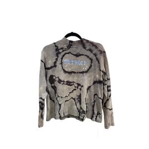 Tie Dye Long Sleeve Shirt with "Detroit" Embroidery | Geode Tie - Reverse Dye
